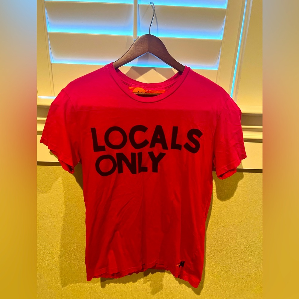 Hot pink Aviator Nation “Locals Only” distressed tshirt